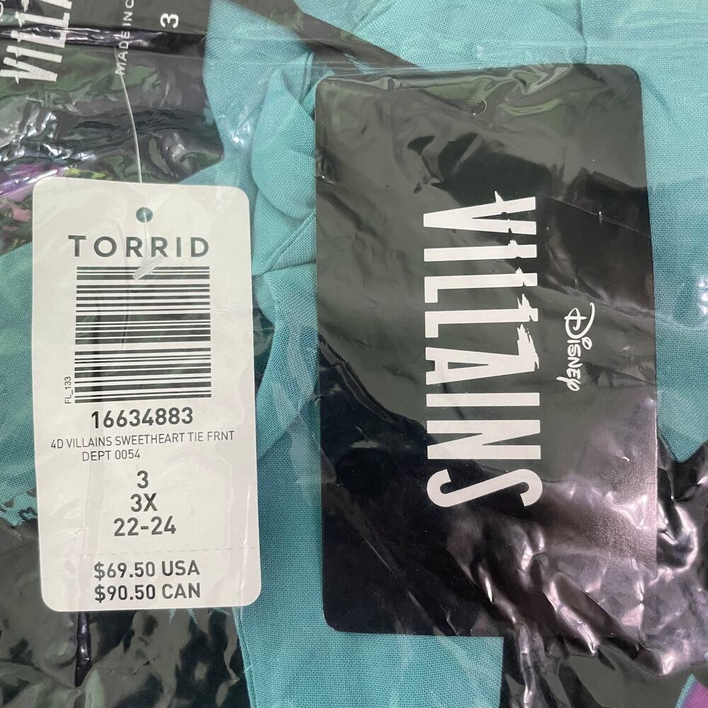 Torrid NWT Sweetheart Tie Front Dress Disney Villains Adjustable Strap Size 3X - Picture 9 of 10